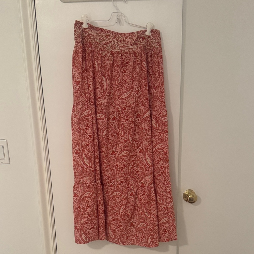 Zara Red Paisley Maxi Skirt
